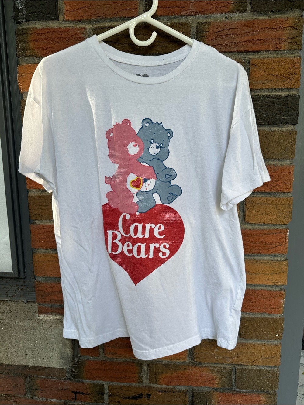 Care Bears White Tee with Red Heart and Pink & Blue Bears